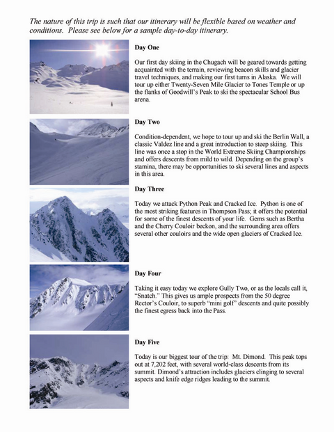 ski mountaineering valdez alaska itinerary sample petra cliffs vermont guide